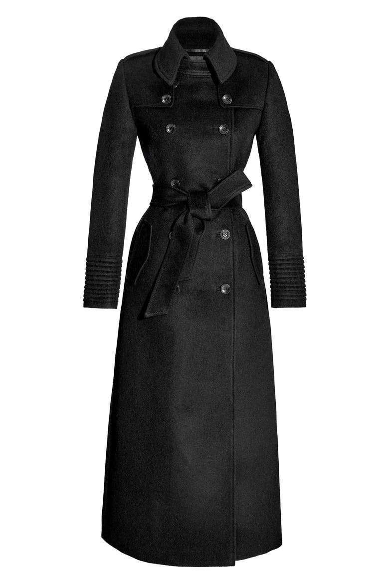 Baby Alpaca Maxi Trench Coat, Alternate, color, BLACK