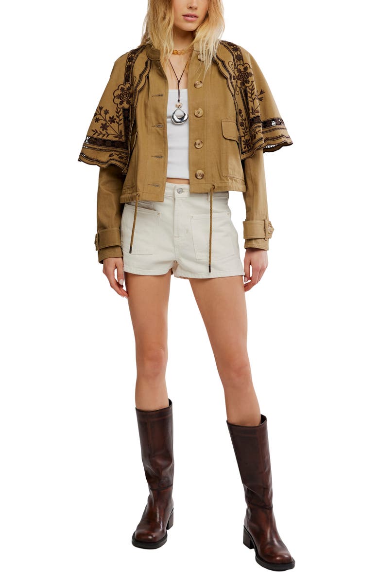 Free People Bali Hideaway Cutwork & Embroidery Cotton Jacket, Alternate, color, Olive Combo