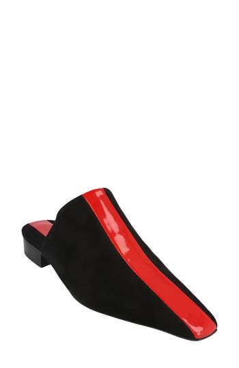 Ferragamo Patent Stripe Leather Mule In Black
