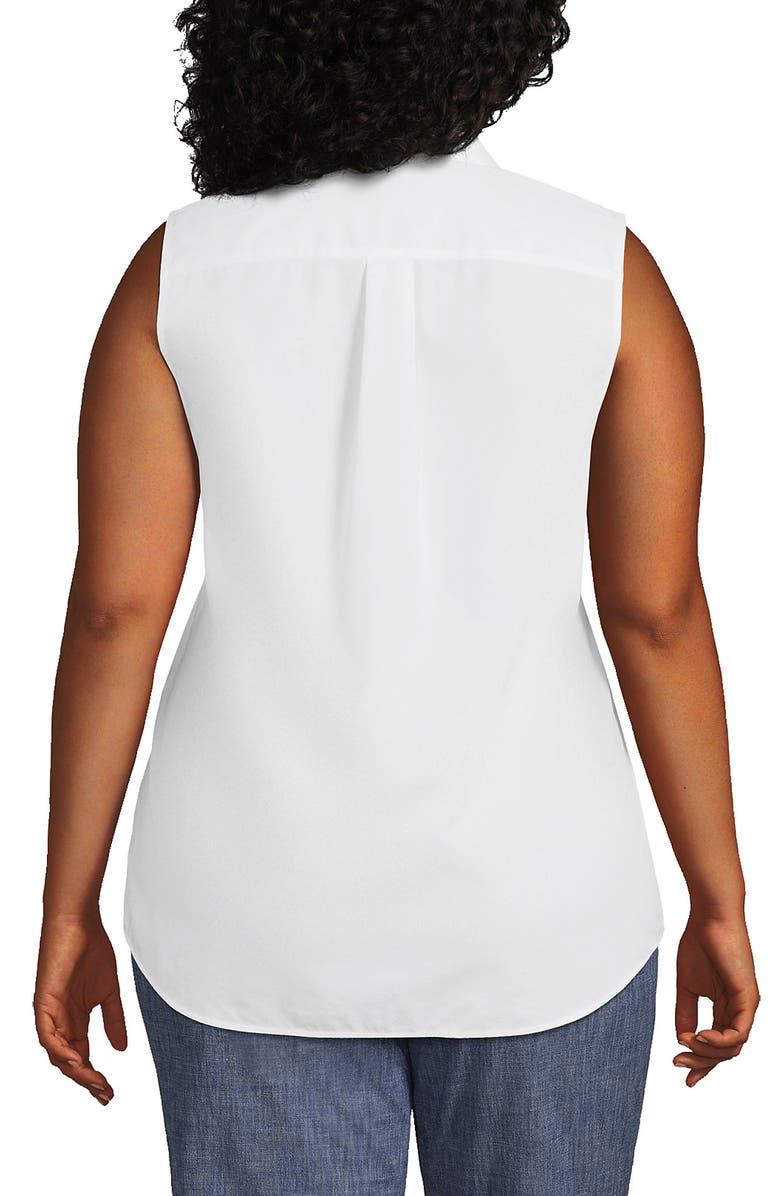 Lands' End Plus Size No Iron Sleeveless Shirt, Alternate, color, White
