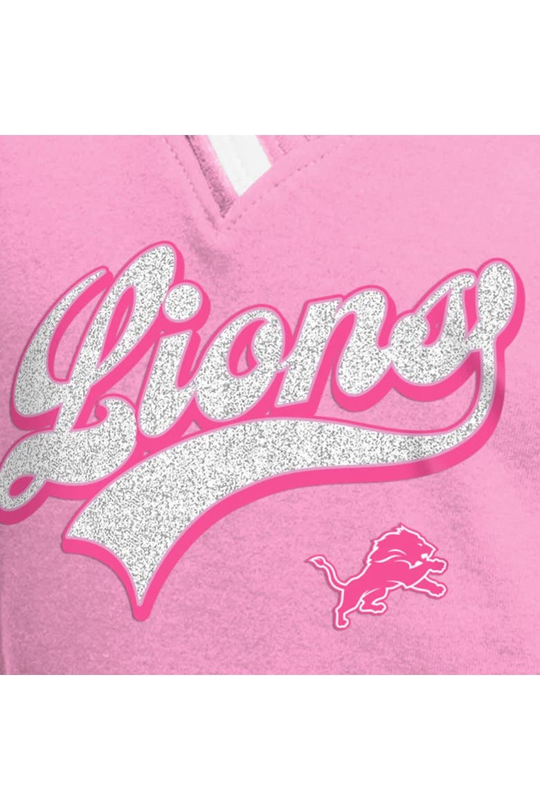 Girl's Youth New Era  Pink Detroit Lions Mommy & Me Multiplier Raglan V-Neck T-Shirt, Alternate, color, Pink