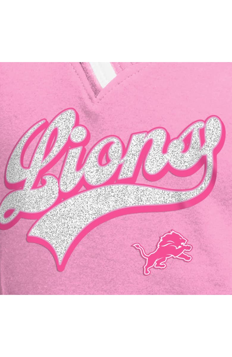 New Era Girl's Youth New Era  Pink Detroit Lions Mommy & Me Multiplier Raglan V-Neck T-Shirt, Alternate, color, Pink