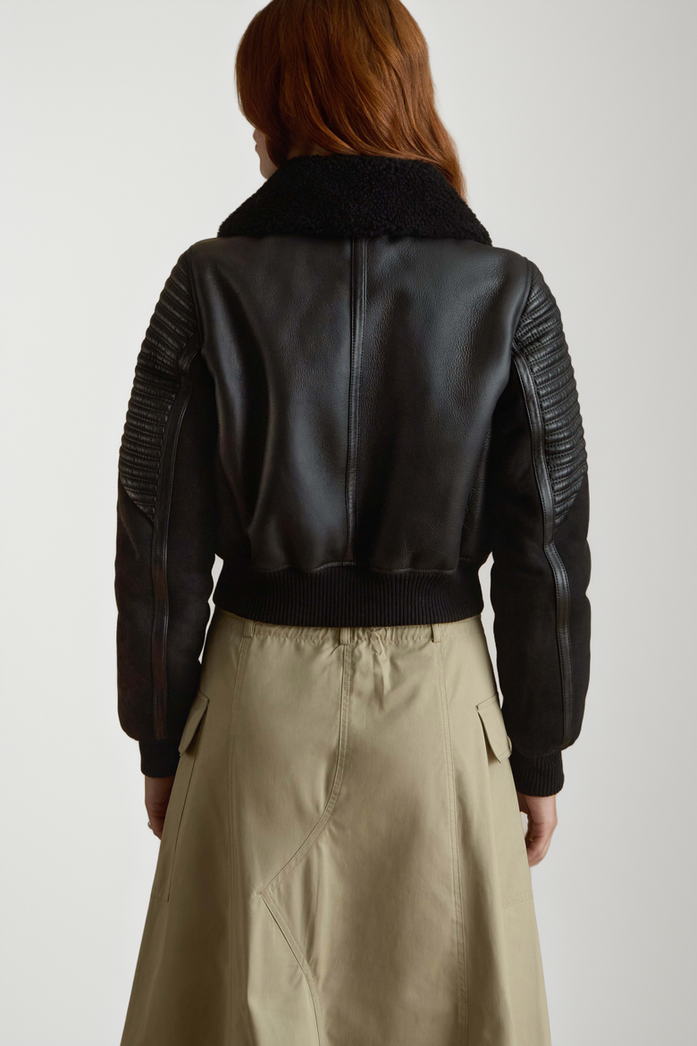 Lucinda Sheepskin Jacket, Alternate, color, Black
