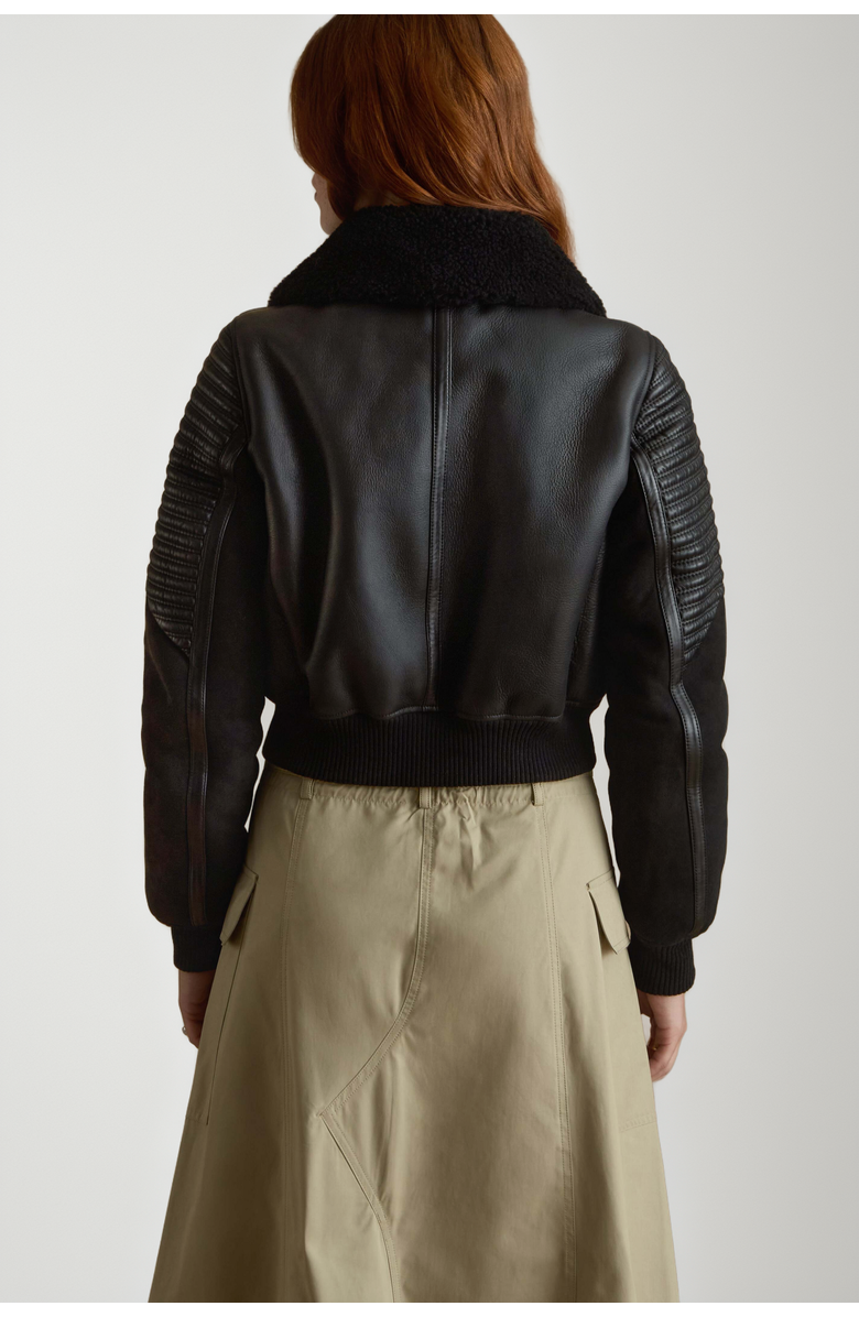 Furniq UK Lucinda Sheepskin Jacket, Alternate, color, Black