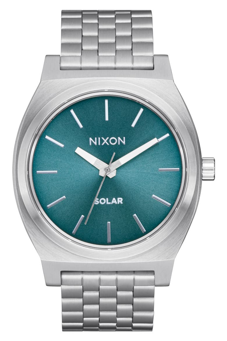 Time Teller Solar Bracelet Watch, 40mm, Main, color, SILVER / DUSTY BLUE SUNRAY
