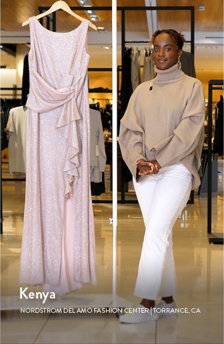 Glitter Cascading Ruffle Gown, sales video thumbnail