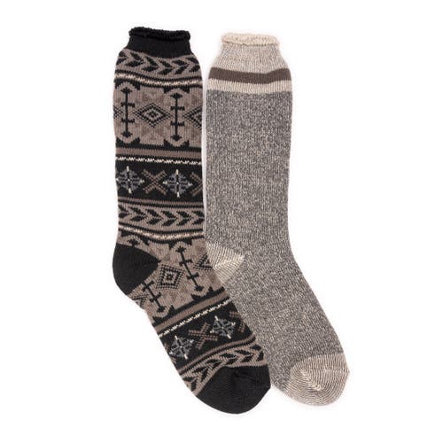 Muk Luks Heat Retainer Socks 2 Pair Pack In Black