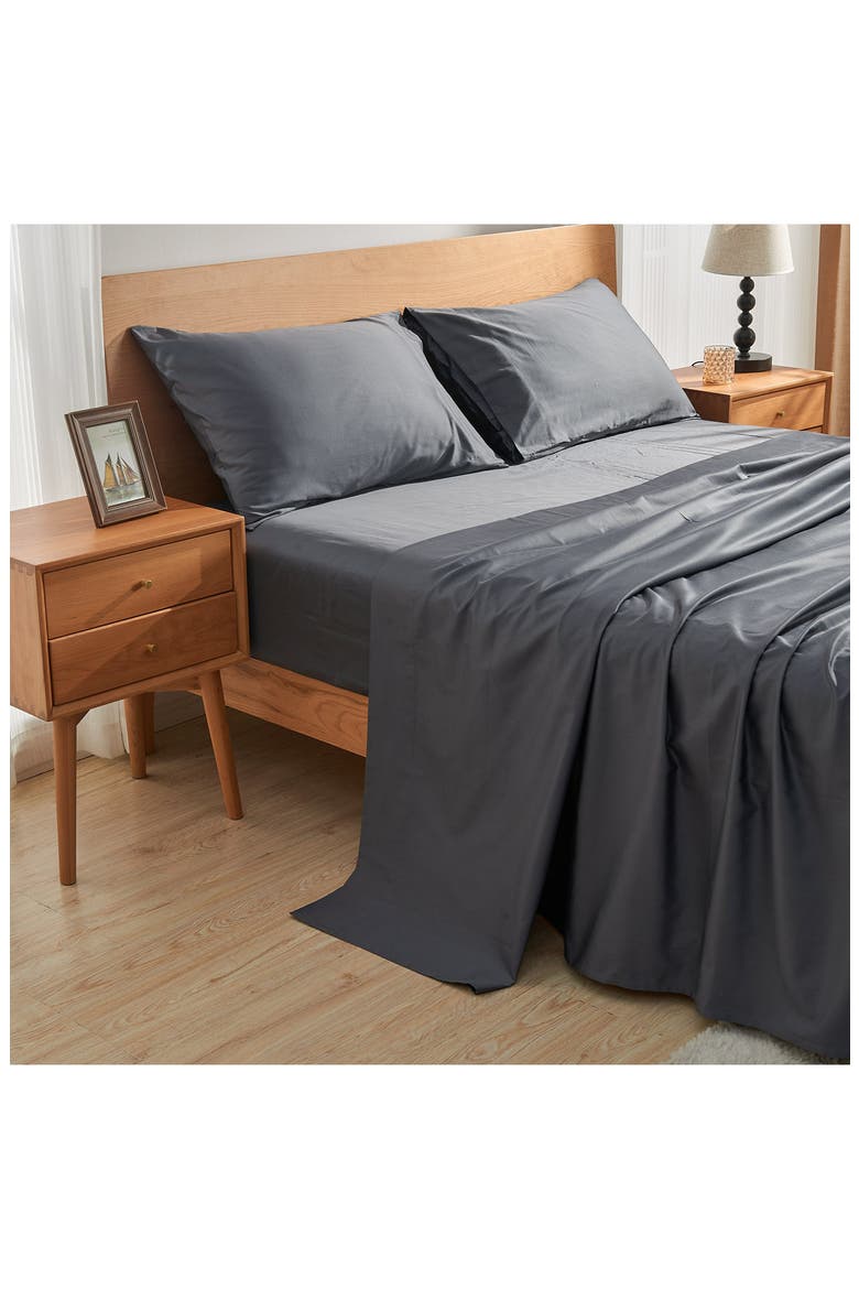 400 Thread LuxeSoft Organic Cotton Sateen Sheet Set, Alternate, color, STORM