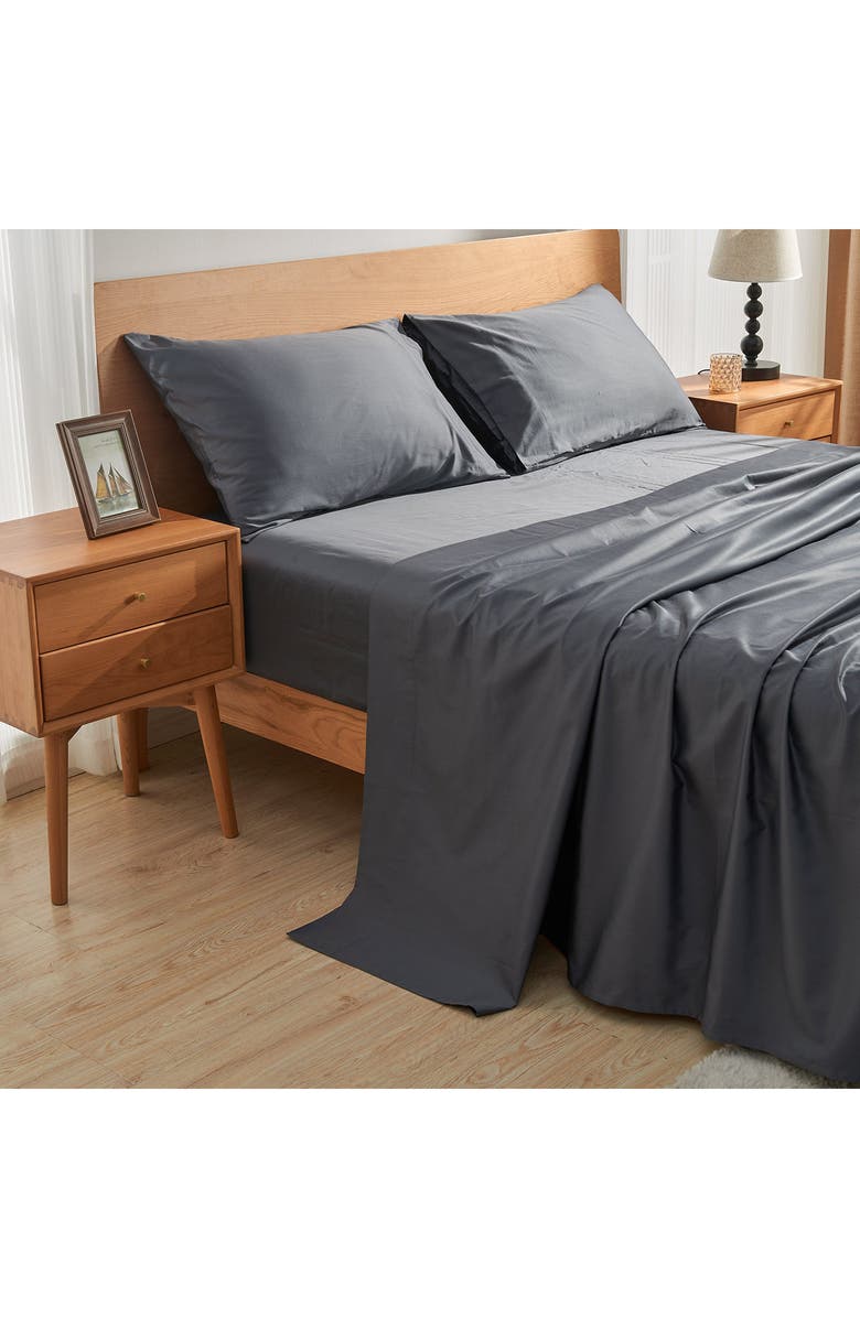 Sijo 400 Thread LuxeSoft Organic Cotton Sateen Sheet Set, Alternate, color, Storm