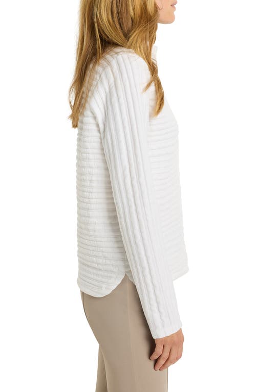 Nz Active By Nic+zoe Textured Long Sleeve Johnny Collar Polo In Paper White