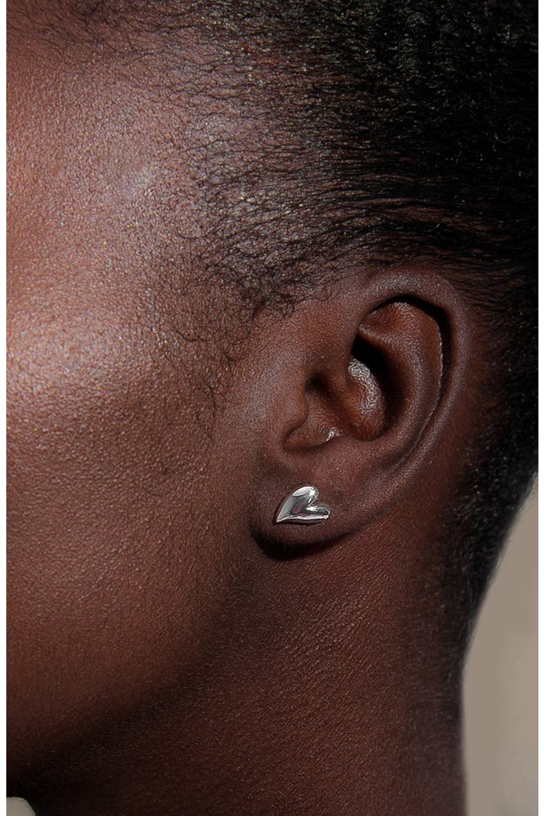 Mini Heart Stud Earrings, Alternate, color, Silver