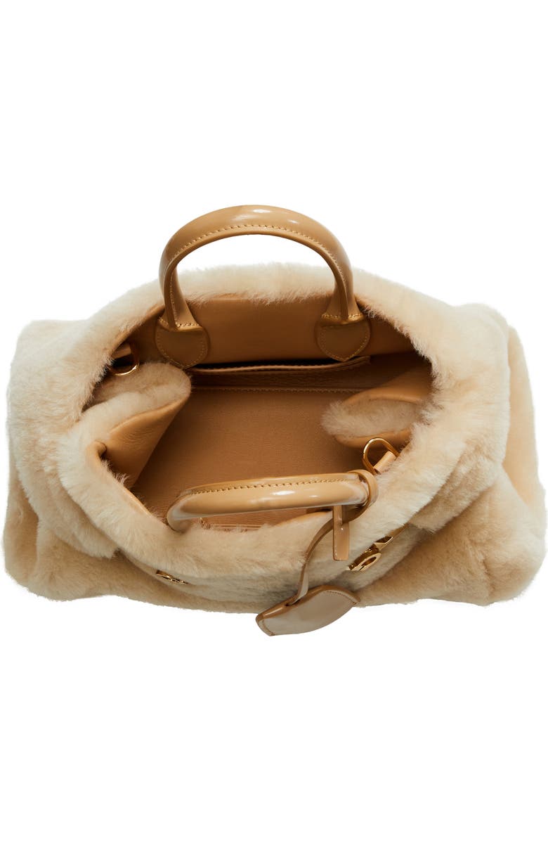 FERRAGAMO Mini Hug Genuine Shearling Top Handle Bag, Alternate, color, Naturale/ Camel