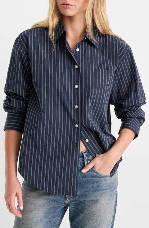 Poplin Easy Striped Cotton Shirt
