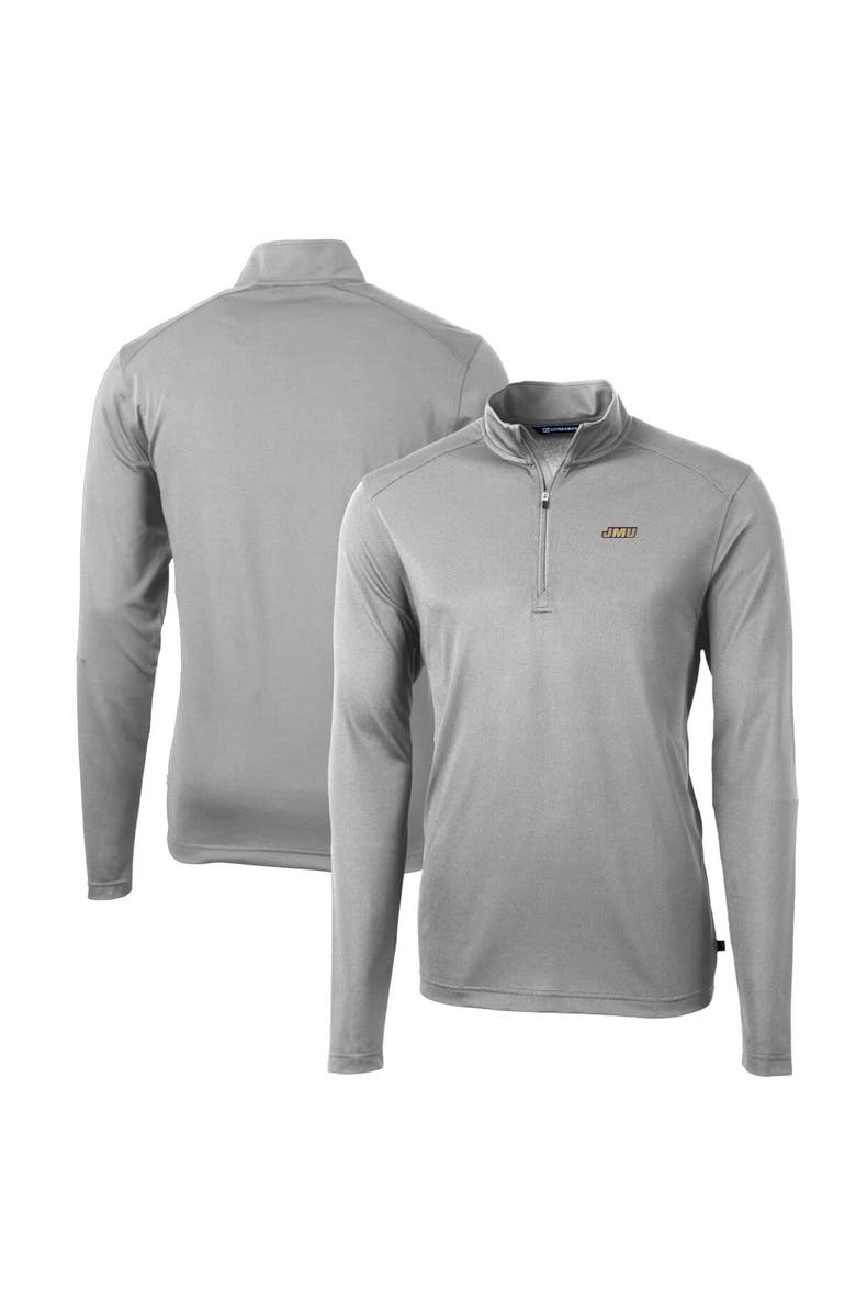 Cutter & Buck Men's Cutter & Buck Gray James Madison Dukes Big & Tall Virtue Eco Pique Recycled Quarter-Zip Pullover Top, Alternate, color, 