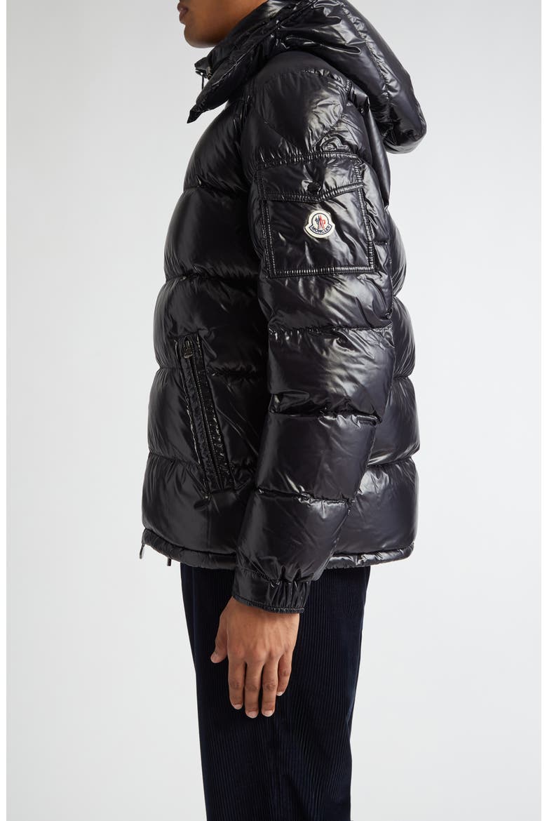 Maya Lacquered Nylon Down Jacket, Alternate, color, BLACK/BLACK