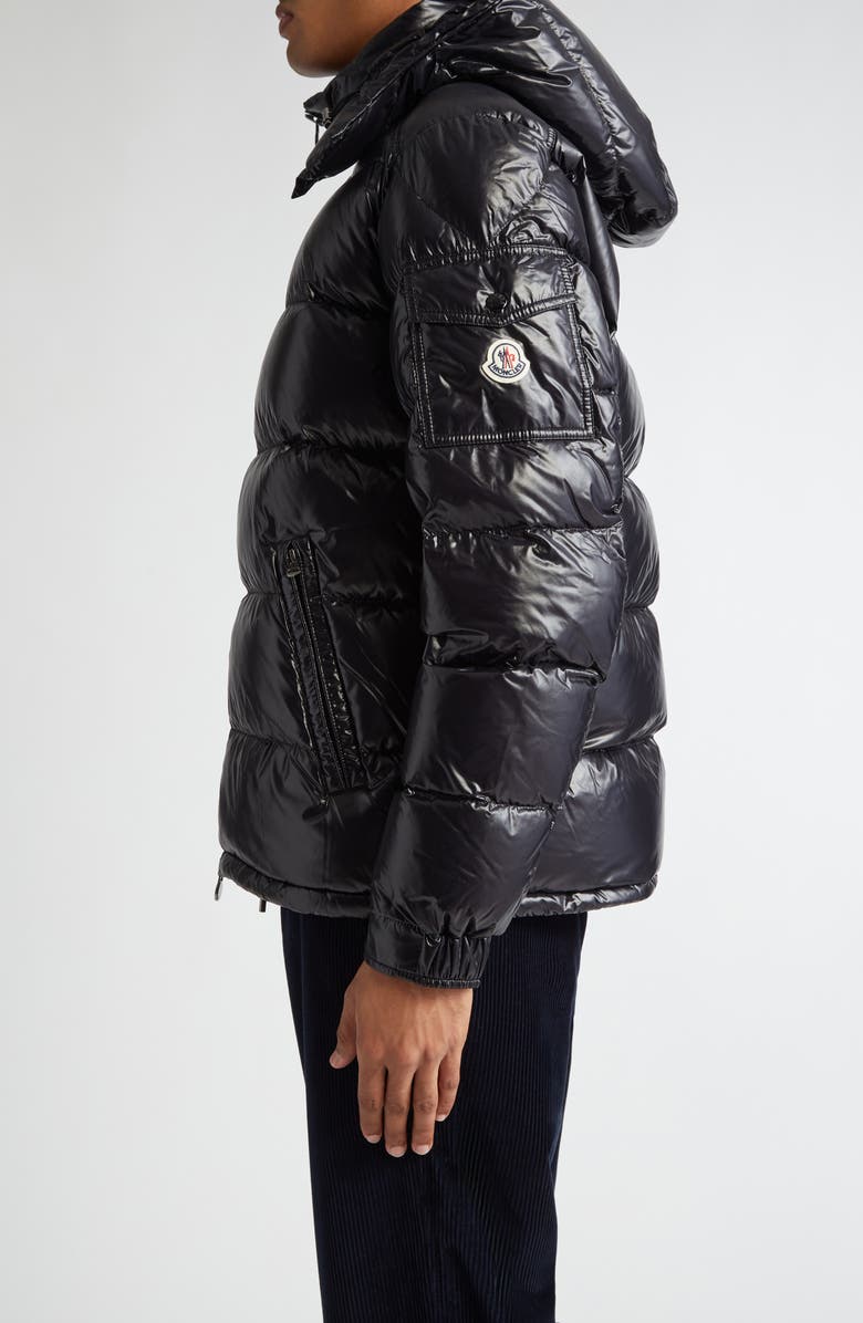 Moncler Maya Lacquered Nylon Down Jacket, Alternate, color, Black/Black