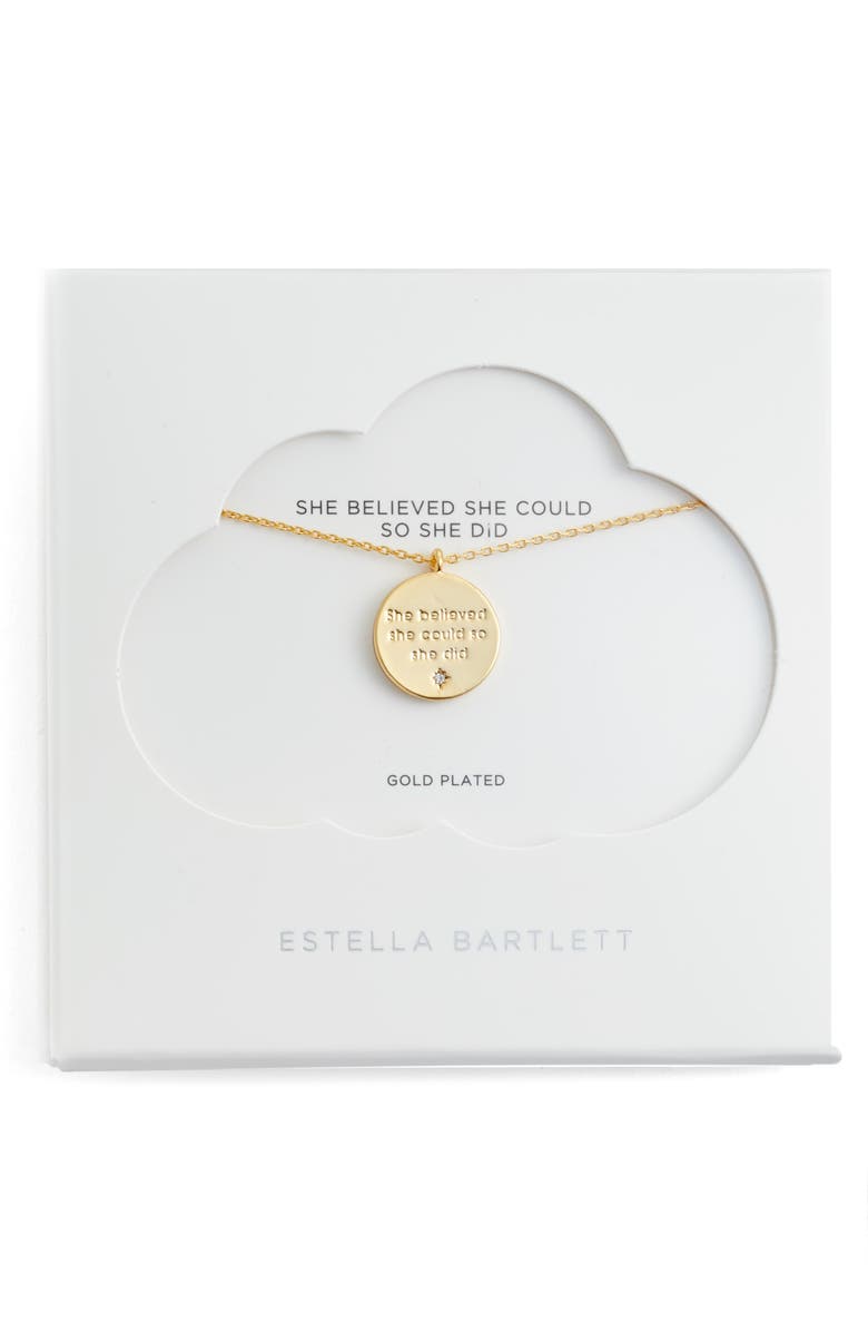 Estella Bartlett Engraved Quote Necklace, Alternate, color, Gold