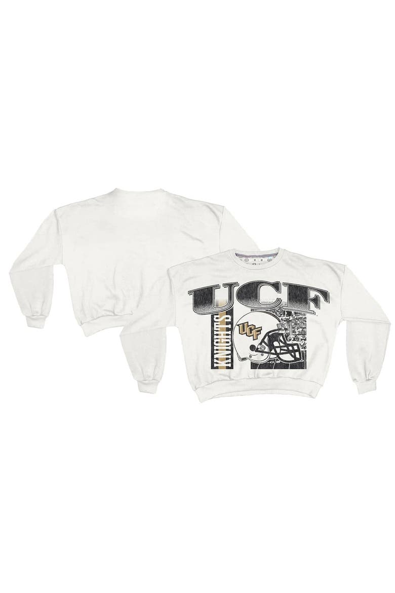 Women's Pressbox White UCF Knights Oversized Janice Retro Waist-Length Sweatshirt, Alternate, color, White