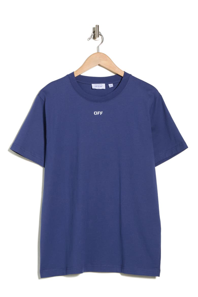Slim Fit OFF Stamp Graphic T-Shirt, Alternate, color, DARK BLUE-WHITE