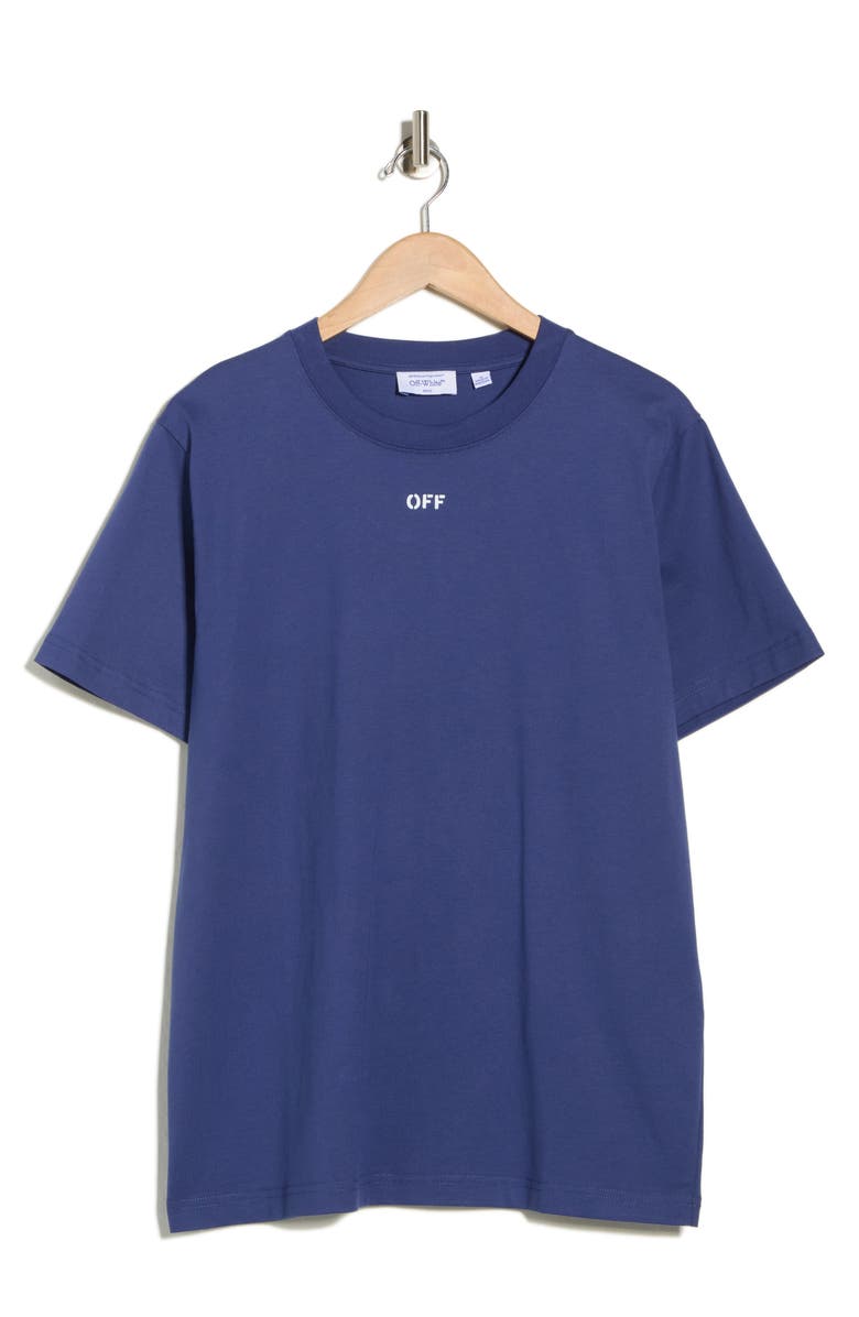 Off-White Slim Fit OFF Stamp Graphic T-Shirt, Alternate, color, Dark Blue-White