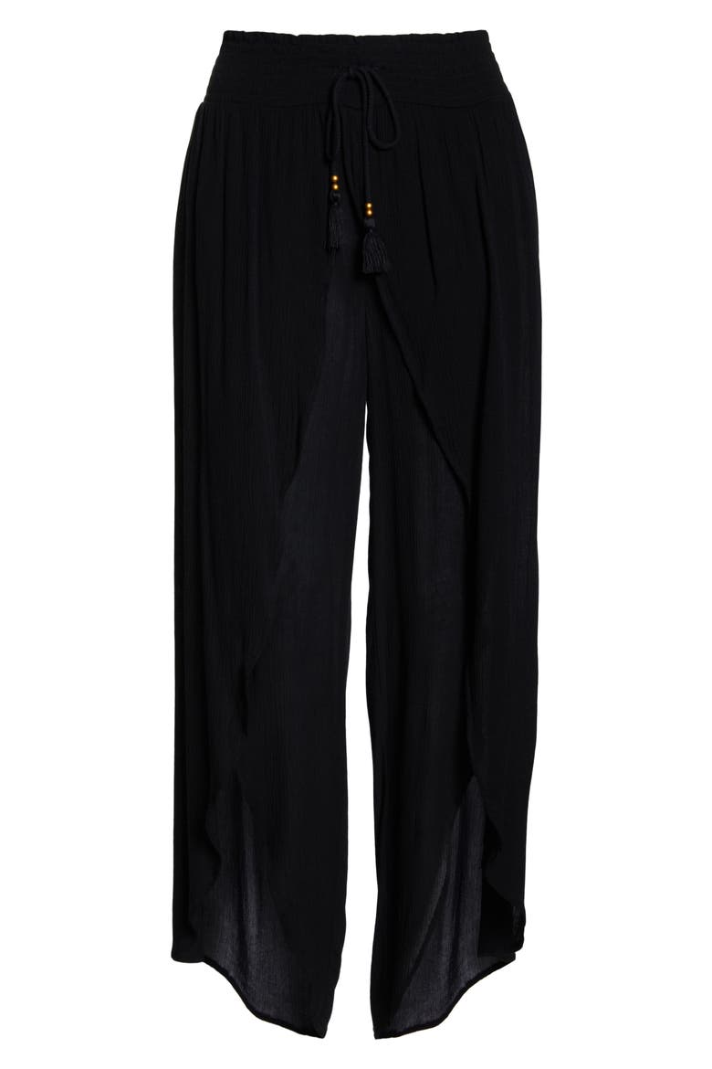 Gauze Cover-Up Pants, Alternate, color, BLACK