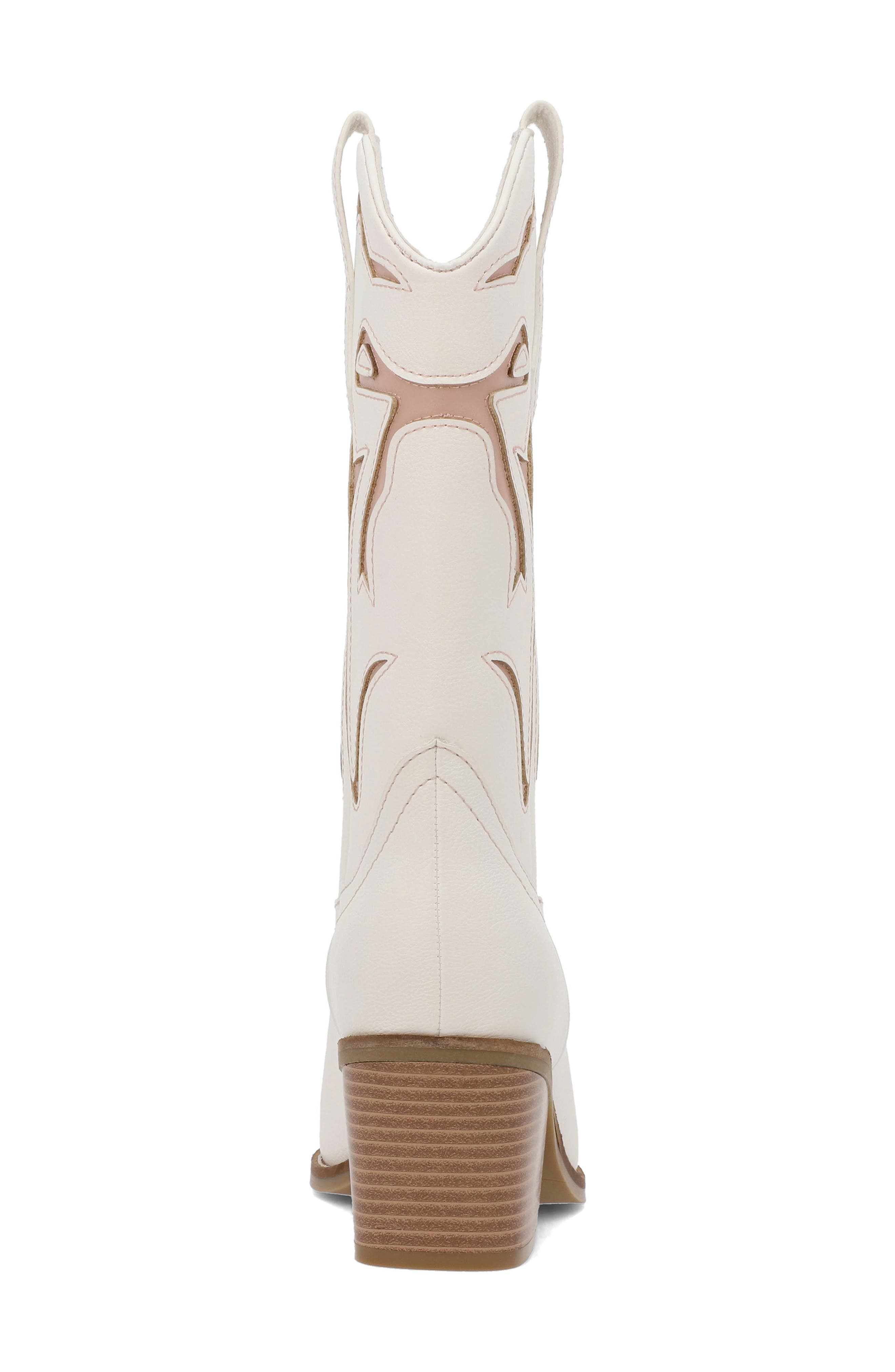 MIA Callan Western Boot, Alternate, color, White/ Blush