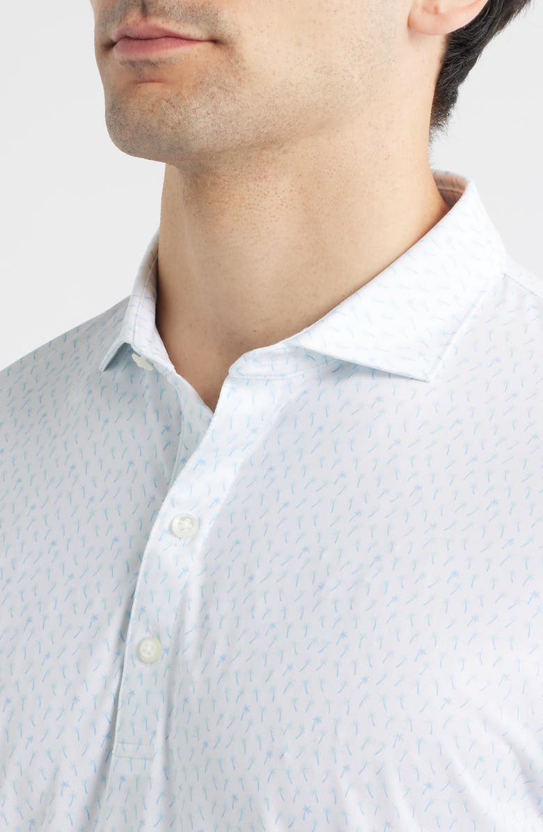 johnnie-O Marina Palm Tree Print Performance Jersey Polo, Alternate, color, Maliblu