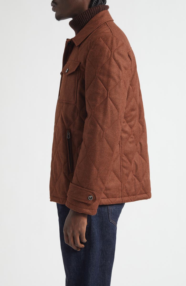 ISAIA Onion Quilted Wool & Silk Shirt Jacket, Alternate, color, Metallic Rust/ Copper