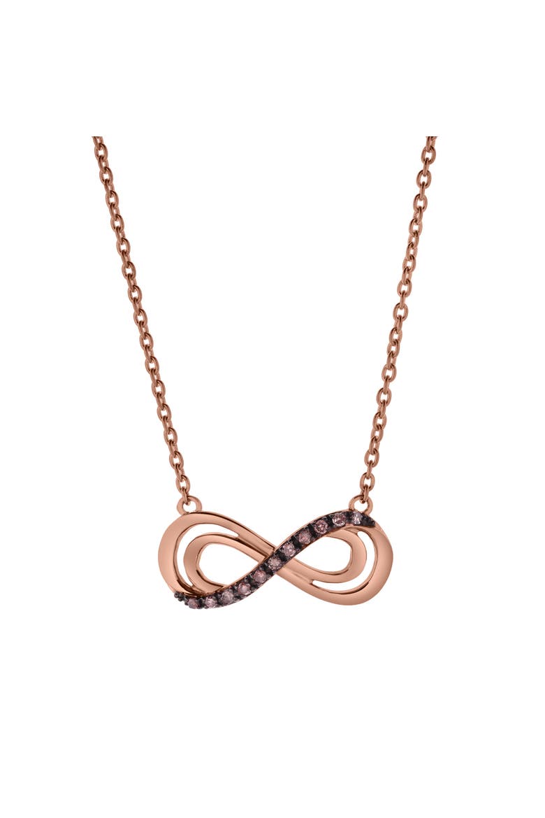 Calyra Sterling Silver 0.08 Ct Diamond Infinity Necklace, Main, color, Pink Rhodium Sterling Silver