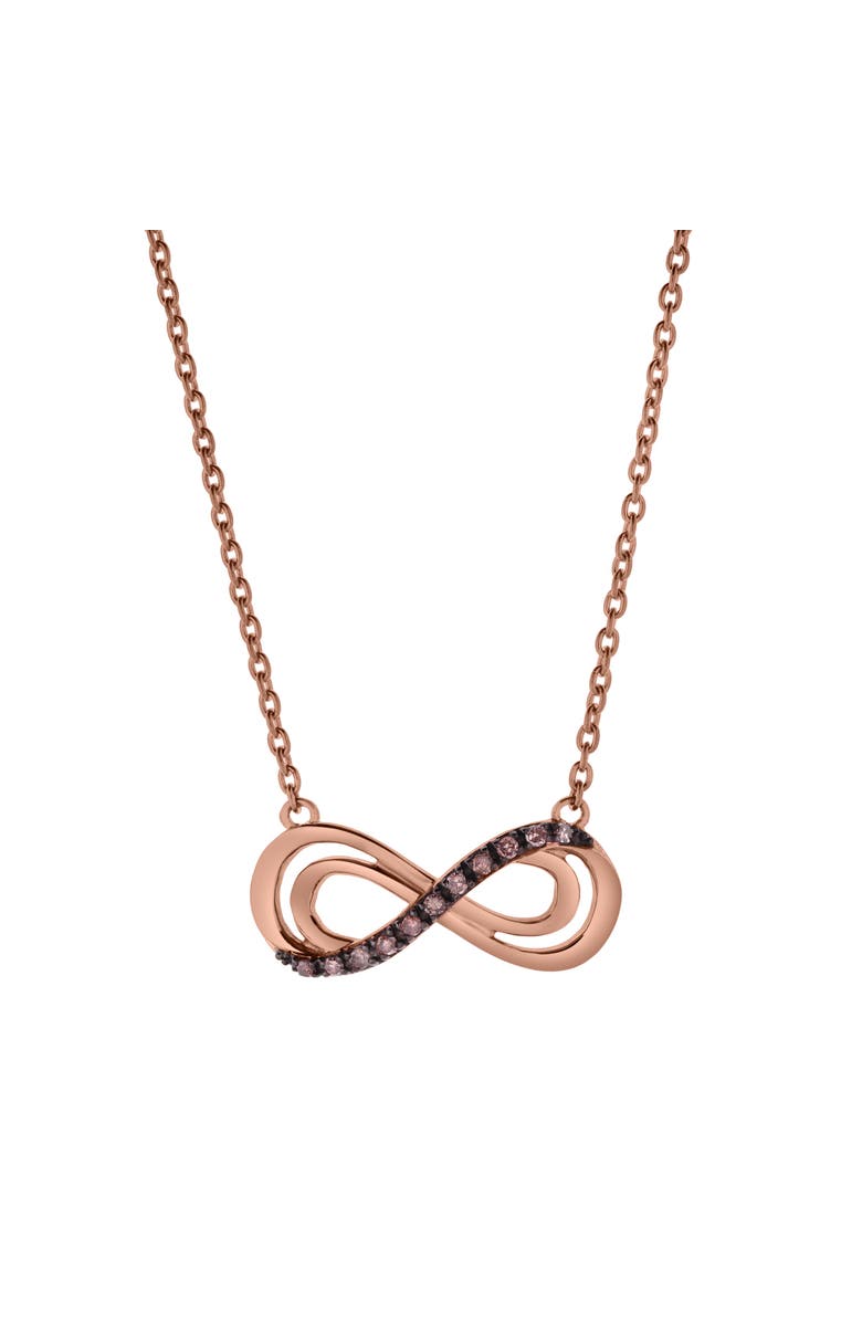 LuvMyJewelry Calyra Sterling Silver 0.08 Ct Diamond Infinity Necklace, Main, color, Pink Rhodium Sterling Silver