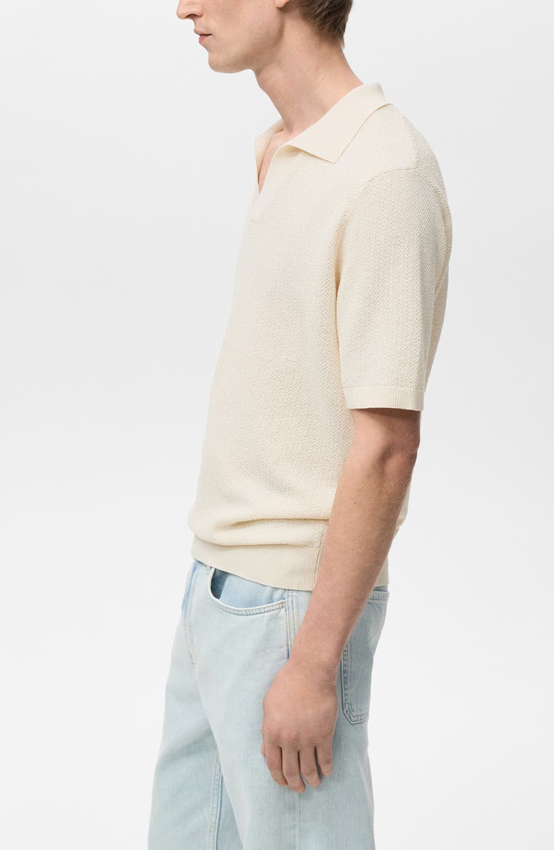 MANGO Slim Fit Fine Knit Polo, Alternate, color, Ivory White