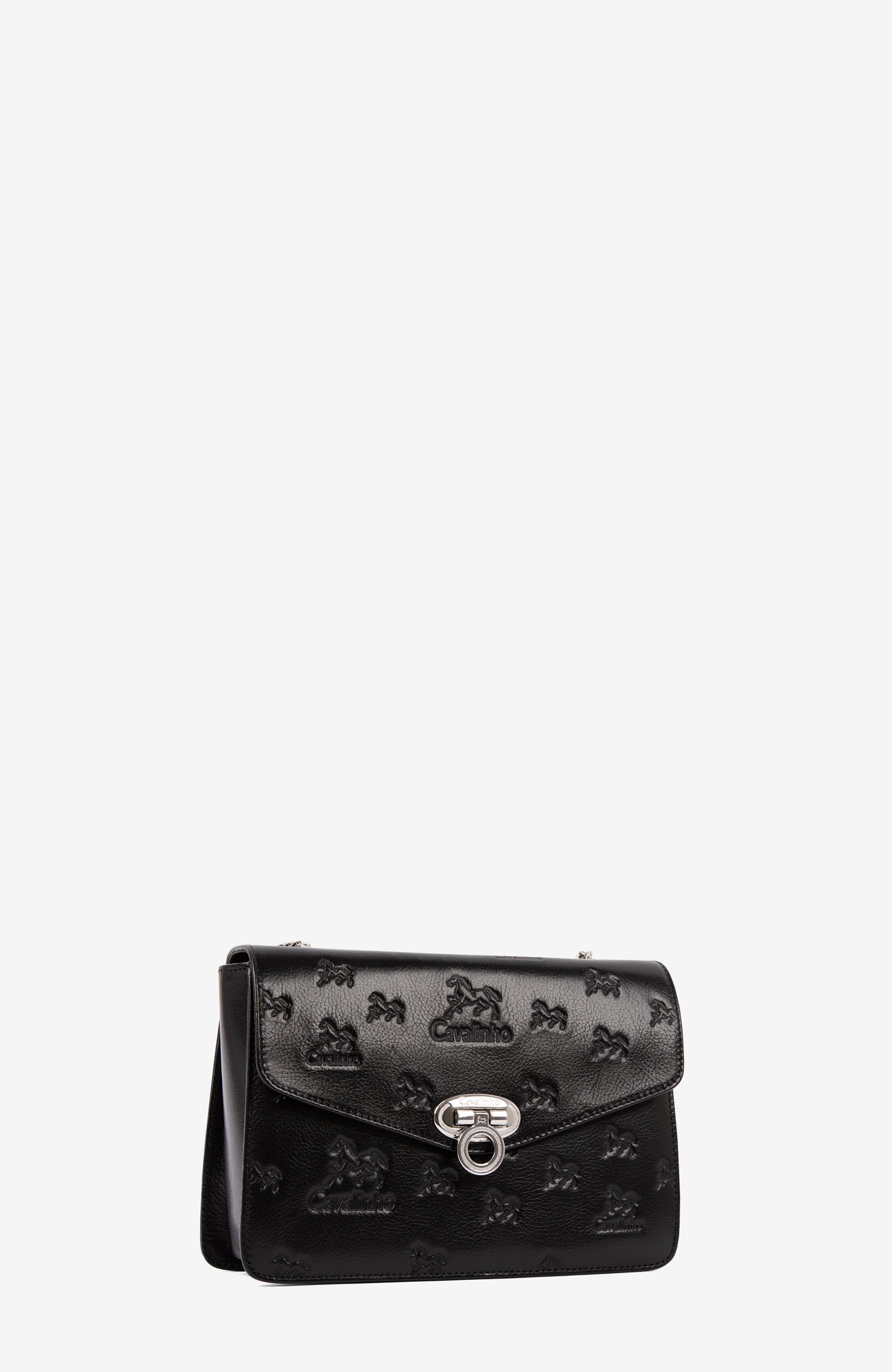 Cavalo Lusitano 260 Embossed Leather Shoulder Bag, Alternate, color, Black