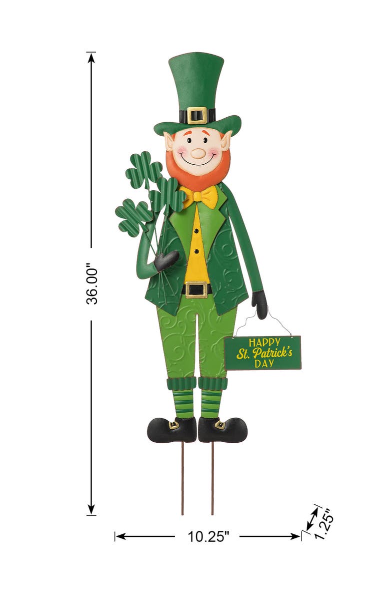 Glitzhome St. Patrick
s Metal Leprechaun Yard Stake Standing Decor or Wall Sign, Alternate, color, Green