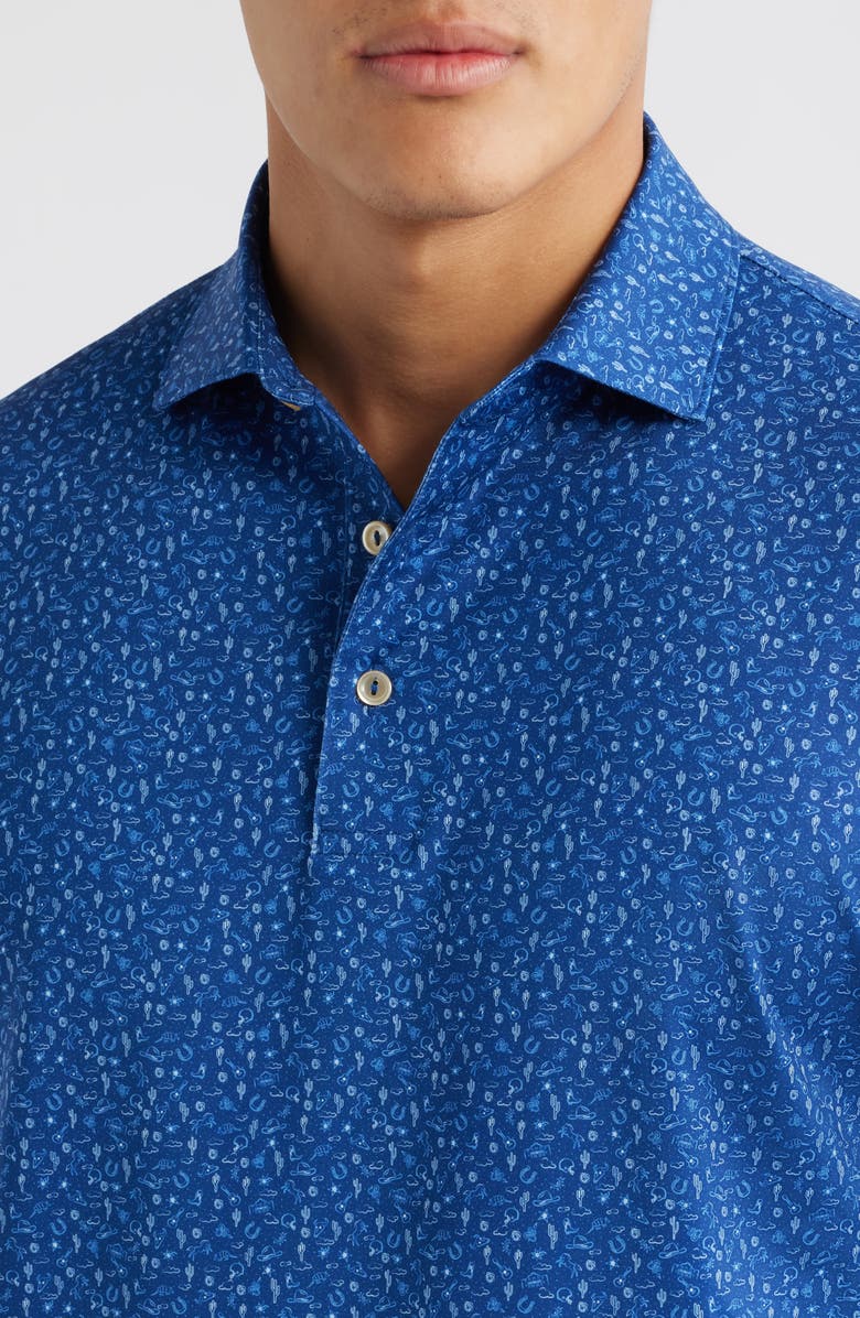 Peter Millar Outlaw Southwest Print Performance Jersey Polo, Alternate, color, Sport Navy
