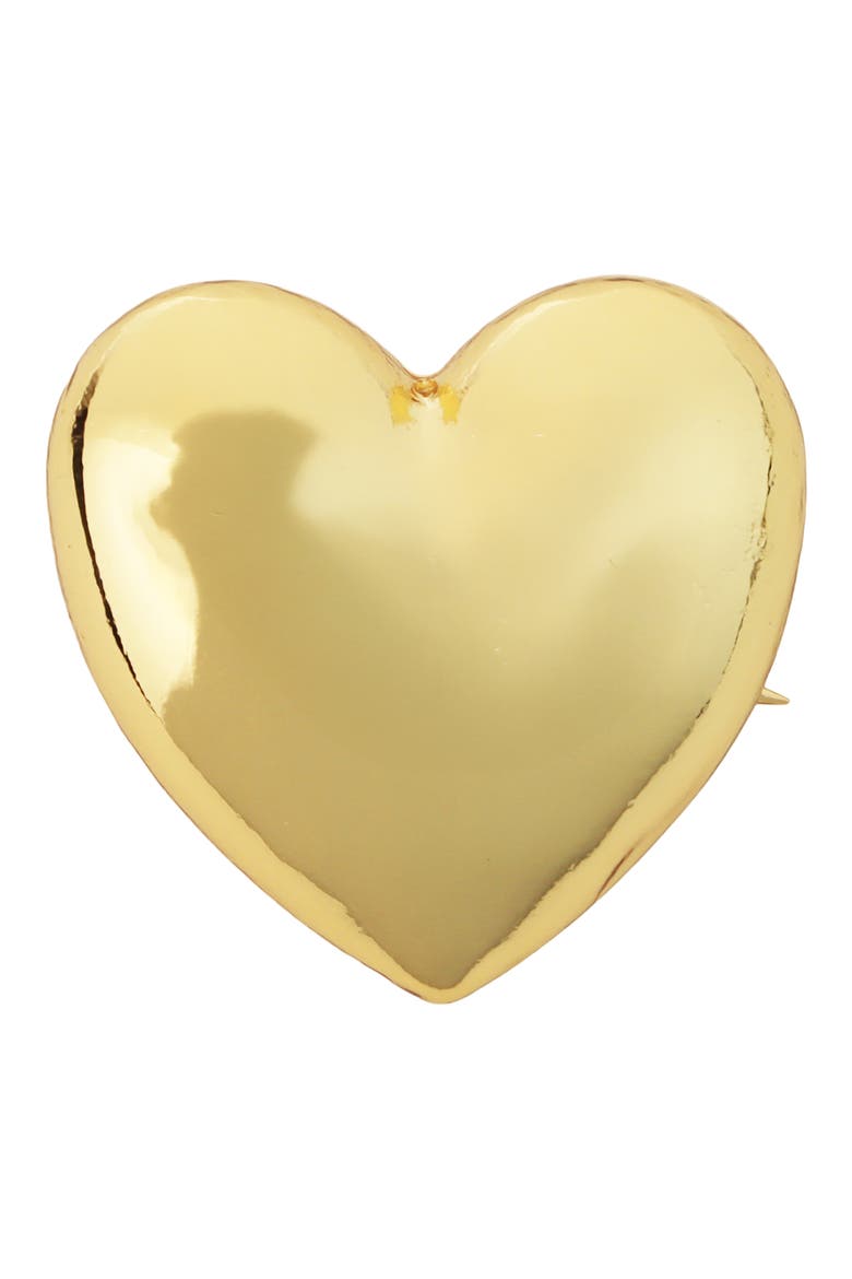 Goldtone Heart Brooch, Main, color, GOLD
