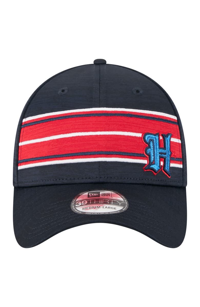 New Era Men's New Era Navy Houston Texans Stripes 39THIRTY Flex Hat, Alternate, color, Navy
