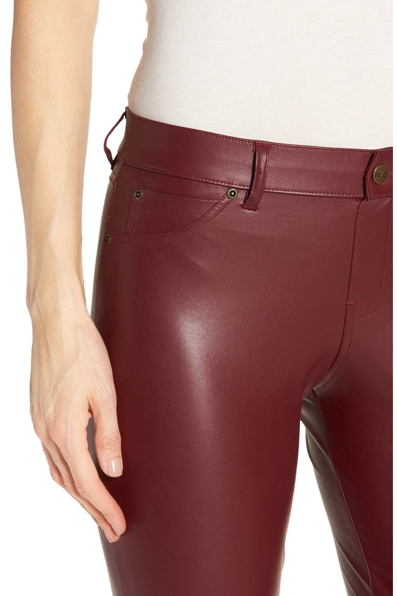 'Leatherette' Faux Leather Leggings, Alternate, color, SANGRIA