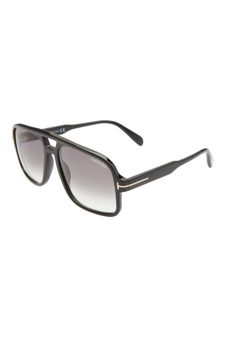 Falconer 60mm Navigator Sunglasses, Alternate, color, SHINY BLACK / GRADIENT SMOKE