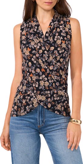 売れ筋商品|||ヴィンスカムート カットソー トップス レディース Women's Crossover Wrap-Front Sleeveless Top Rich Black Vince Camuto Women's Crossover Wrap-Front Sleeveless Top