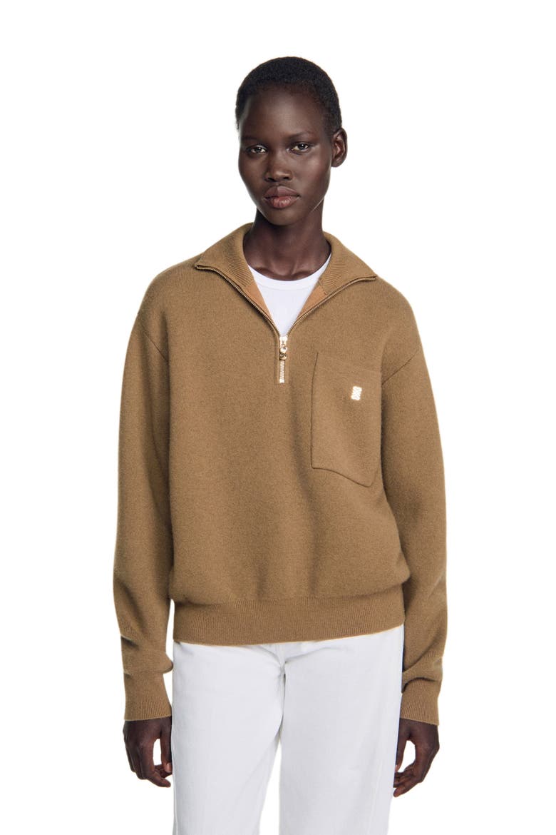 Wool and cashmere sweater, Alternate, color, Camel