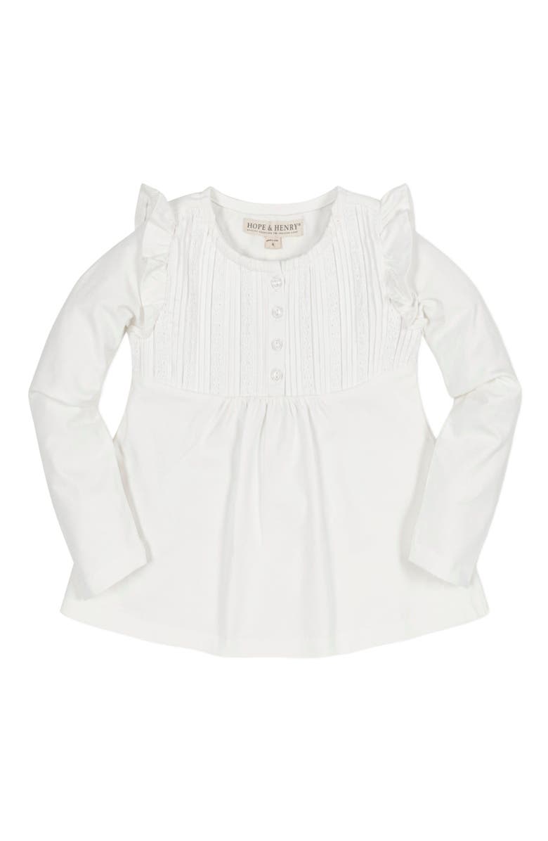 Hope & Henry Girls' Organic Pintuck Flutter Knit Top, Toddler, Alternate, color, 