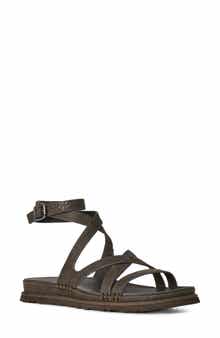 GoldenGaze Embossed Ankle Wrap Sandal