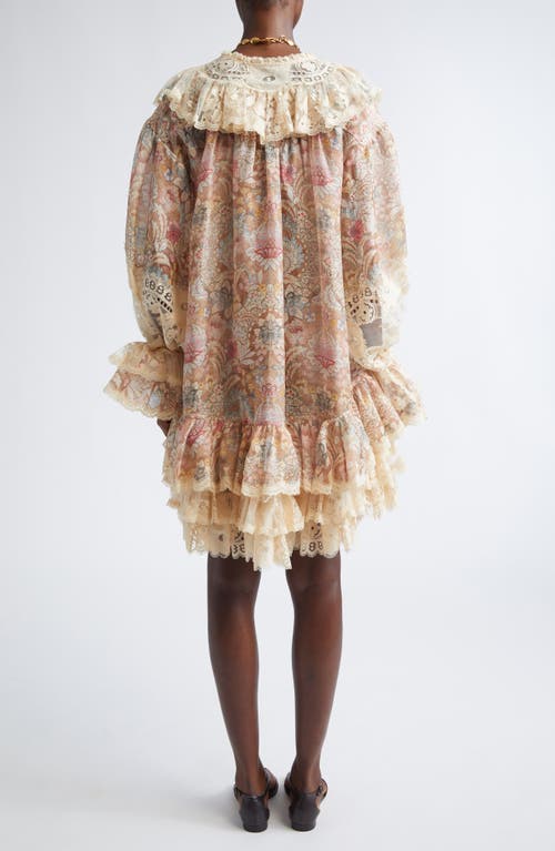 Zimmermann Rebellion Linen & Silk Lace-up Minidress In Multi