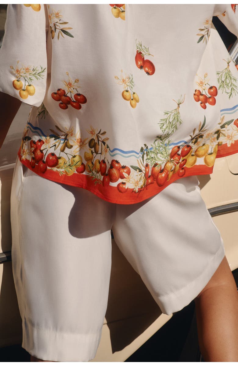 H&M Oversized Linen-blend Shirt, Alternate, color, Cream/Tomatoes