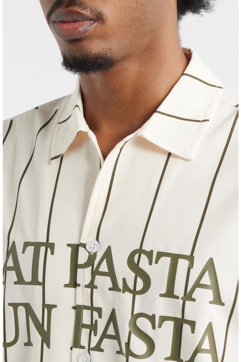 Past Graphic Short Sleeve Button-Up Shirt, Alternate, color, CREAM