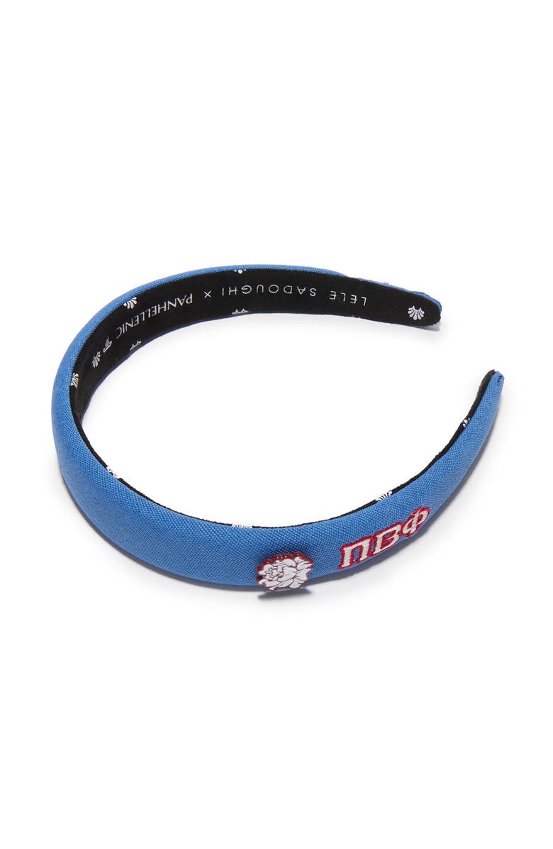 Lele Sadoughi Pi Beta Phi Charlotte Headband, Main, color, Silver Blue 400