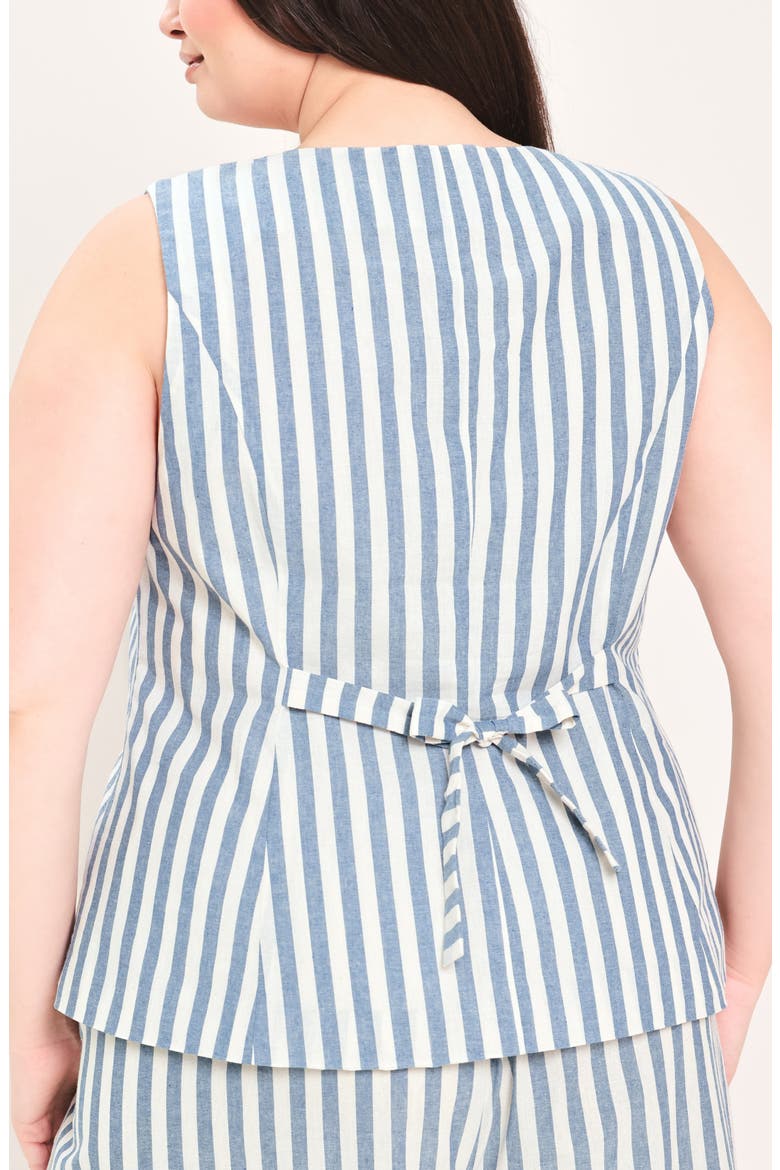 Striped Cotton Vest, Alternate, color, BLUE/ NATURAL