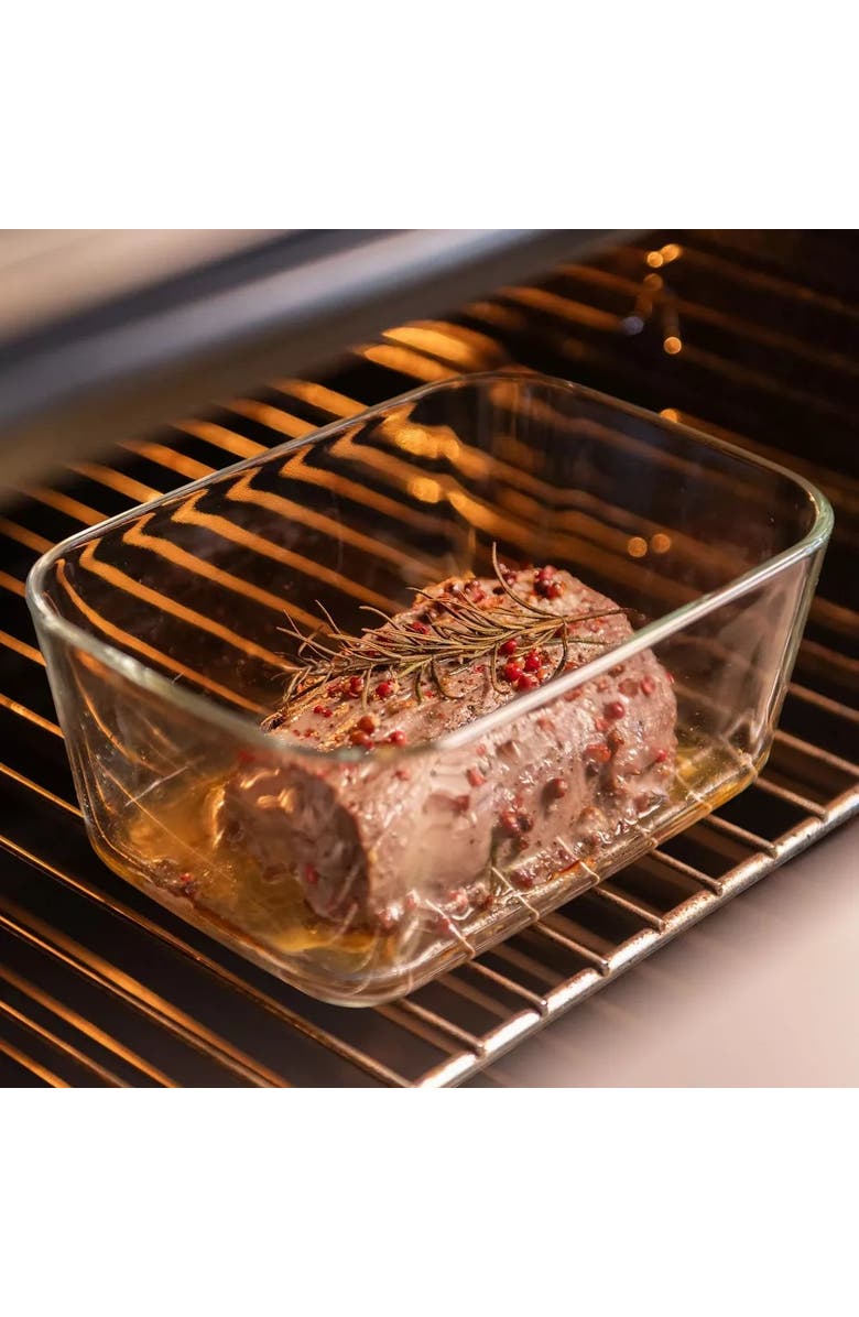 OU Stackable Airtight Glass Food Storage Container Set with Microwave Valve and Leak Proof Lid, 8 Piece, Alternate, color, Clear With White Lid