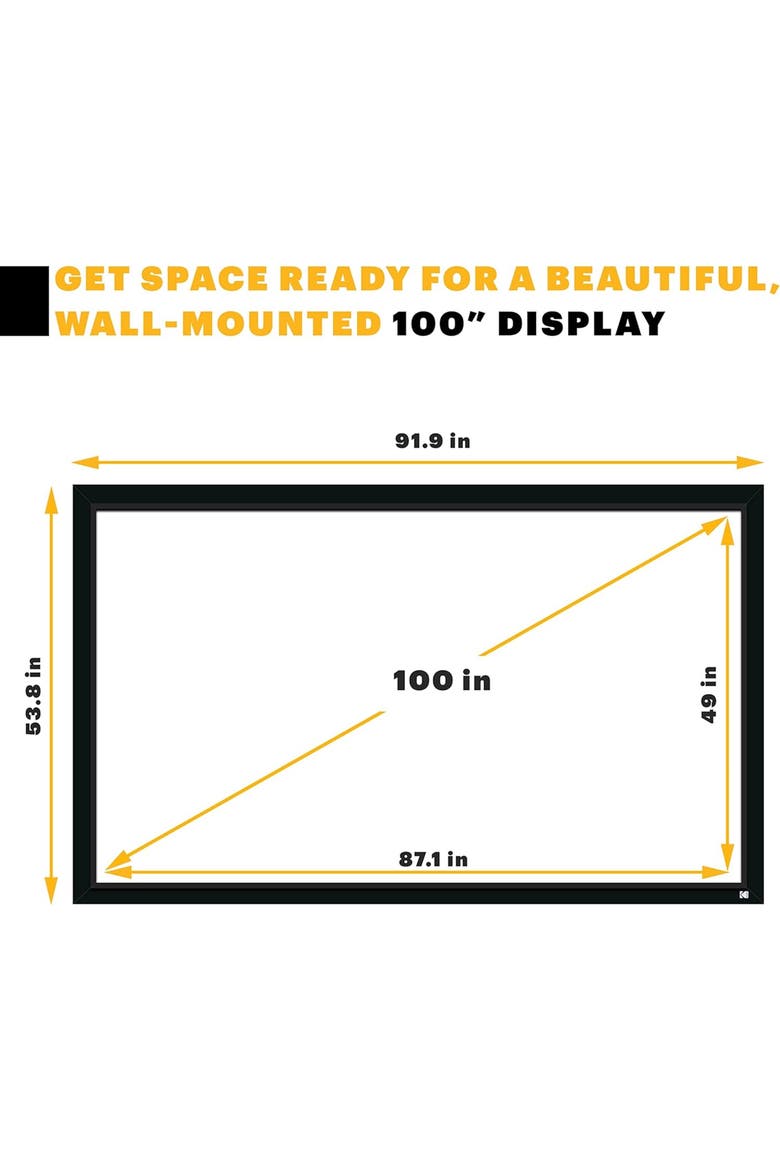 Projector Screen, Fixed Frame Projector Screen with Velvet Frame & Wall Mount Kit, Alternate, color, Black