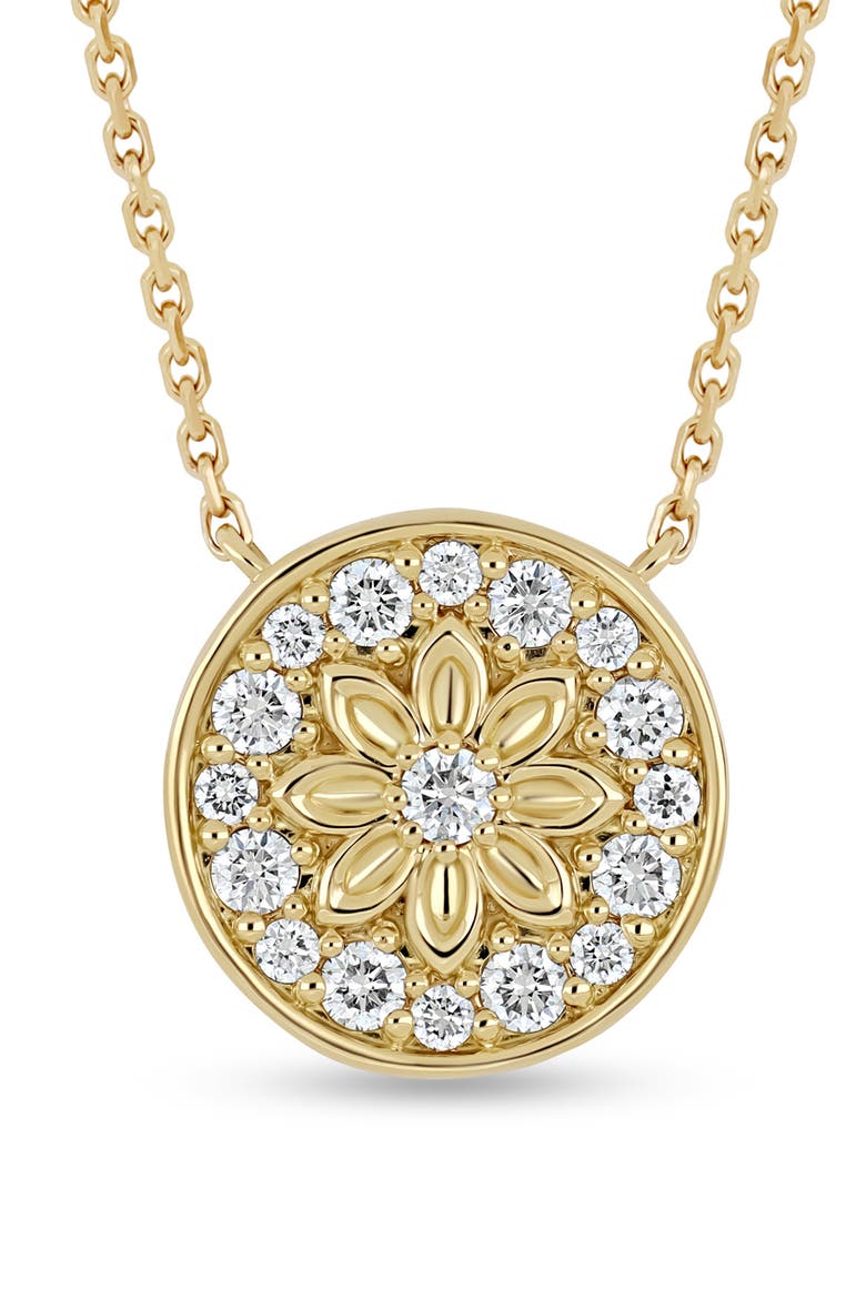 Getty Diamond Circle Flower Pendant Necklace (Online Trunk Show), Alternate, color, 18K YELLOW GOLD